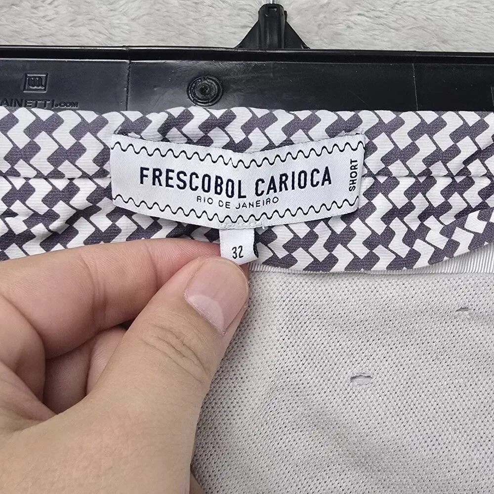 Frescobol Carioca Swim Shorts Trunks Mens 32 Lined White Geometric 5